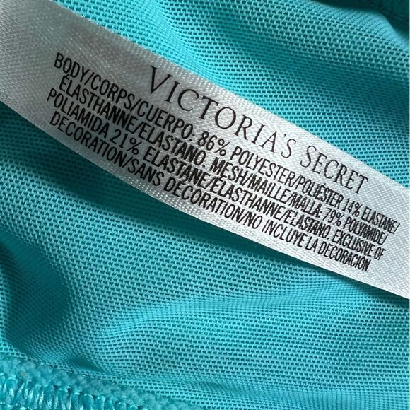 Victoria's Secret VSX High Neck Mesh Yoga Sports Bra Teal Size Medium - Picture 7 of 9